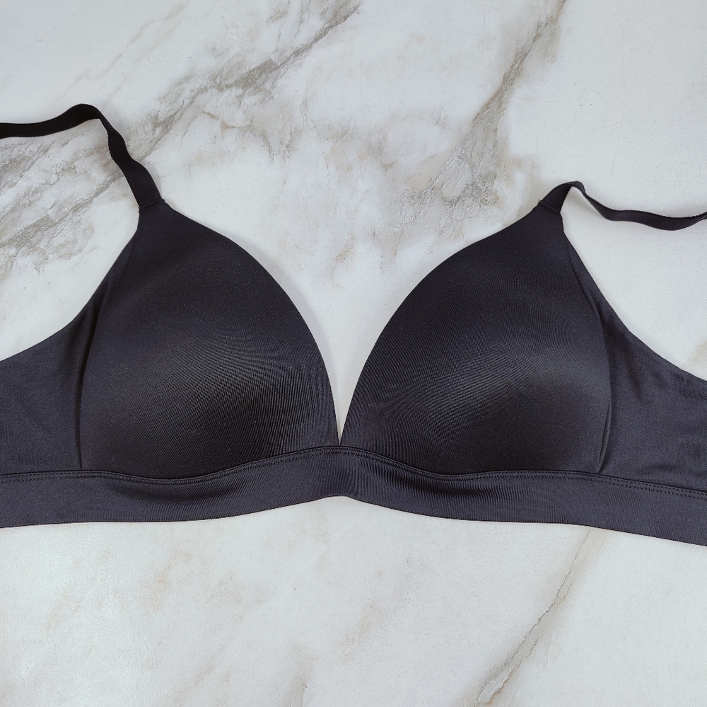 Auden Black Lightly Lined Wirefree Wireless Bra Bralette, Sz 36D